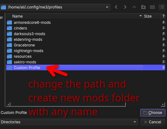 Select Custom Path