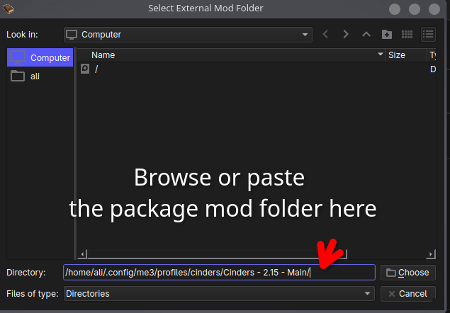 Select Package Folder